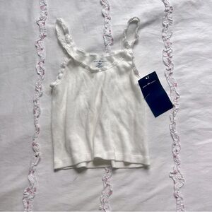 White cropped ribbed tank Brandy Melville